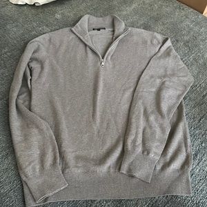 State cashmere The Mock-Neck Quarter Zip Polo Sweater size large